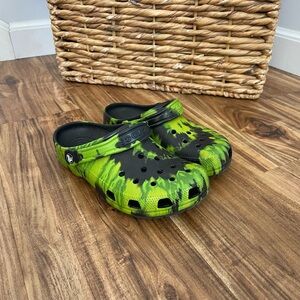 Green and Black Tie Dye CROCS